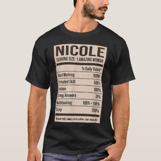 T-shirt Nicole Nutrition Facts Nom Nicks Alias Title F