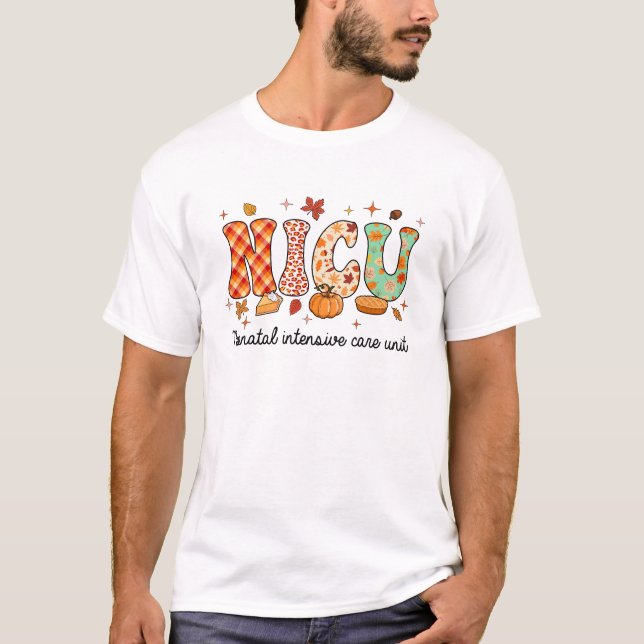 T-shirt NICU Infirmière Automne Automne Nonatal Intensive  (Devant)
