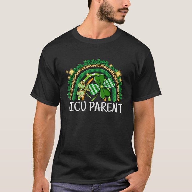 T-shirt Nicu Parent Rainbow Lucky St Patrick's Day Shamroc (Devant)