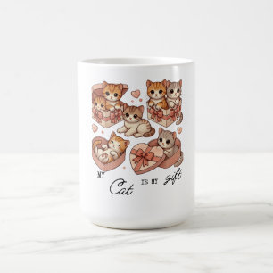 T - Shirt niedliche Geschenkkatze Kaffeetasse