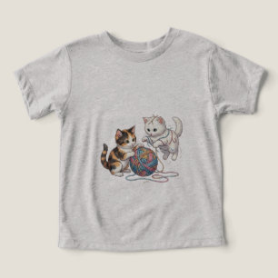 T-Shirt Niedliche Spielende Kätzchen mit Wollknäue