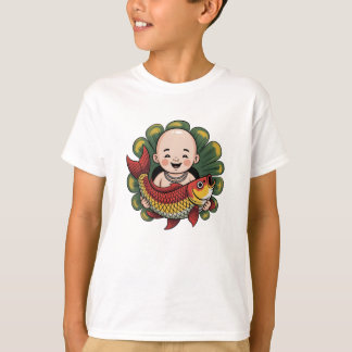 T-Shirt | Niedlicher Junge mit Lucky Koi