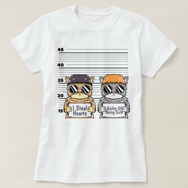 T - Shirt niedlicher Kriminalkatzen (Design vorne)