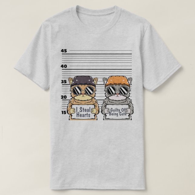 T - Shirt niedlicher Kriminalkatzen (Design vorne)
