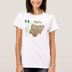 T-Shirt Nigeria Carte + Drapeau + Titre