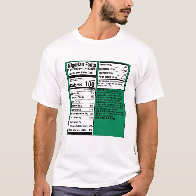 T-shirt Nigerian Men Facts - Nutritional  (Devant)