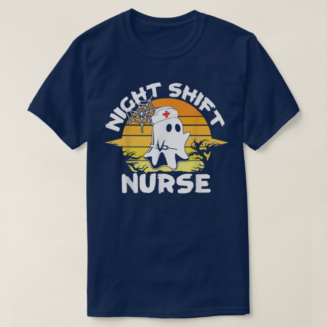 T-shirt Night Shift Nurse, Boo Ghost Halloween Drôle Santé (Design devant)