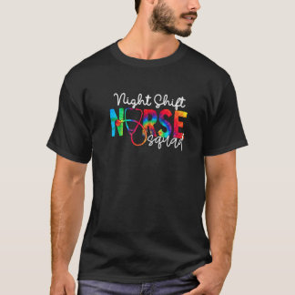 T-shirt Night Shift Nurse Squad Watercol Love Stethoscope