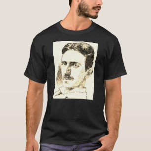 T-shirt Nikola Tesla Dessin À Sepia