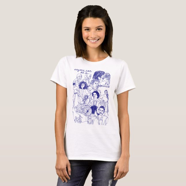 T-shirt n'importe qui peut être un féministe (Devant entier)