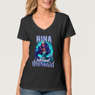 T-shirt Nina De L'Anniversaire Fête De Famille De La Sirèn