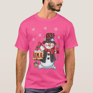 T-shirt Nina Snowman Sucre de canne de Noël Red Plaid Père