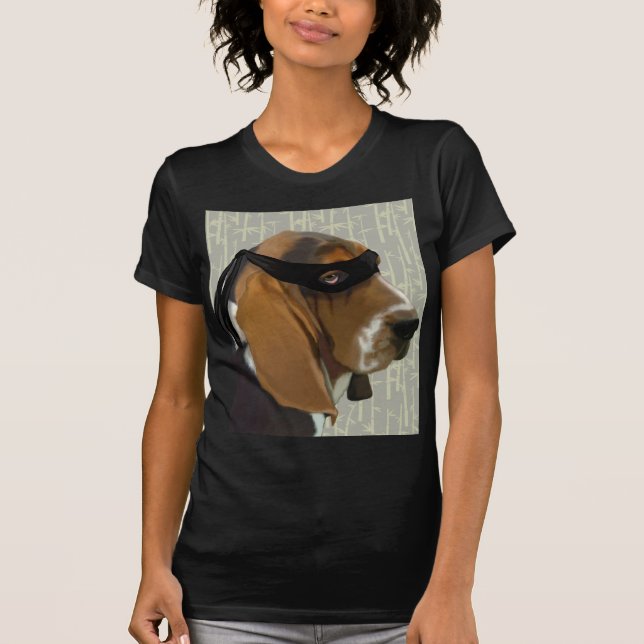 T-shirt Ninja Basset Hound Dog (Devant)