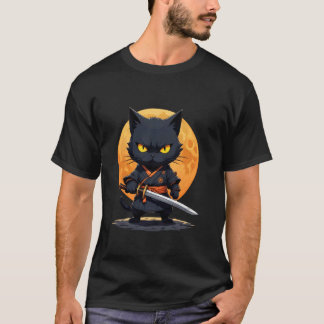 T-shirt Ninja Cat Japanese Samurai Kawaii Cat