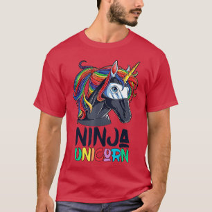 T-shirt Ninja Unicorn Girls Rainbow Martial Arts Fighter