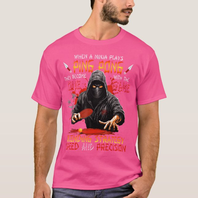 T-shirt Ninja Warrior Ping Pong Player Table Tennis (Devant)