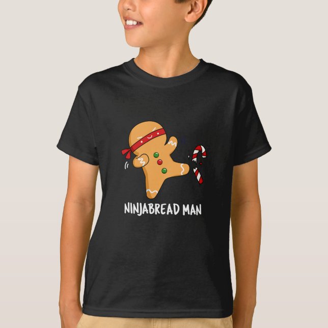 T-shirt Ninjabread Man Funny Gingerbread Pun Dark BG (Devant)