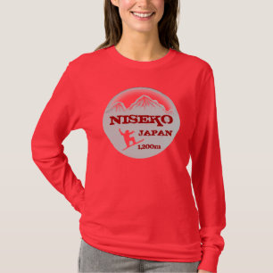 T-shirt Niseko Japon rouge snowboard dames