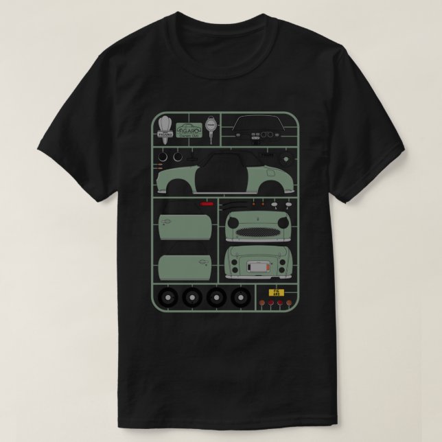 T-shirt Nissan Figaro in Emerald Green Plastic Model Kit - (Design devant)