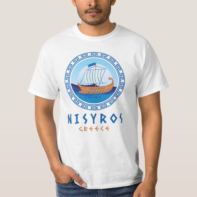 T-shirt Nisyros, Grèce Design de navires grecs (Devant)