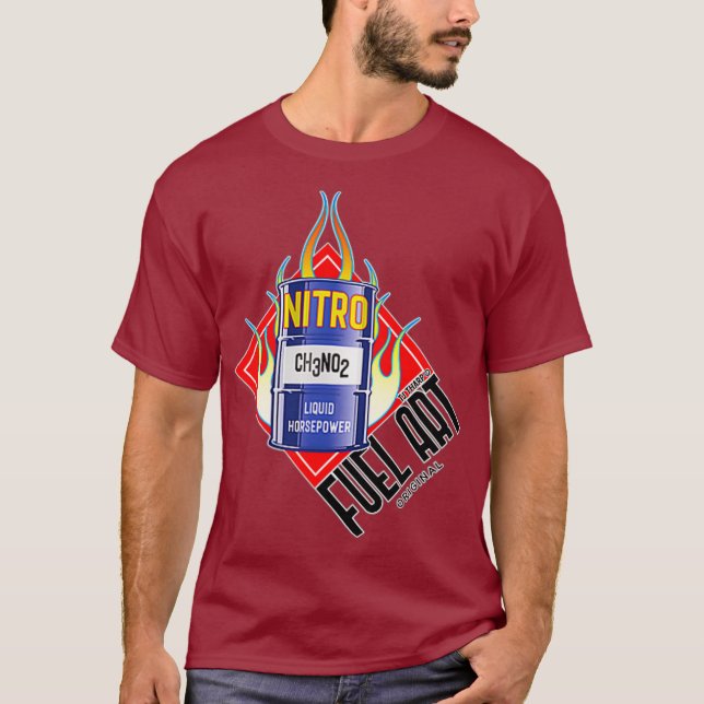T-shirt NITRO Top Fuel Drag Racing Baril de CH3NO2 (Devant)