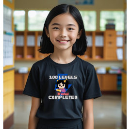 T-shirt Niveau 100 achevé : 100 jours d'école pour filles