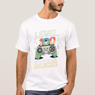 T-shirt Niveau 100 Jours De Jeux Vidéo De Gamer Déverrouil