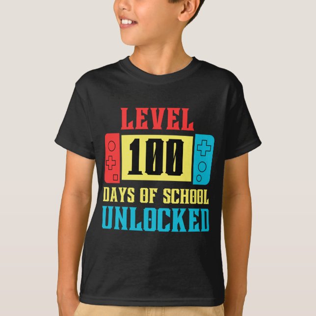 T-shirt Niveau 100 Jours De Jeux Vidéo De Gamer Déverrouil (Devant)