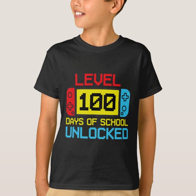 T-shirt Niveau 100 Jours De Jeux Vidéo De Gamer Déverrouil (Devant)