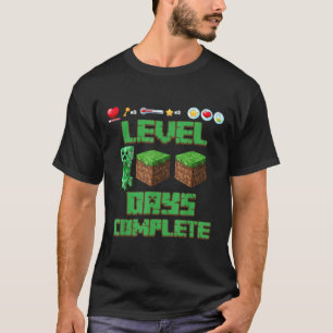 T-shirt Niveau 100 Jours De L'École Déverrouillé Jeu Pixel