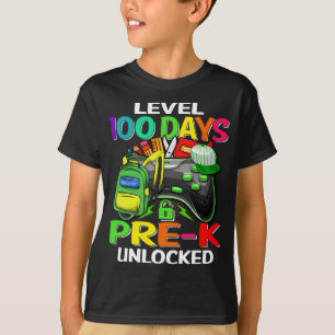 T-shirt Niveau 100 Jours De Pré-K Déverrouillé 100E Jour D