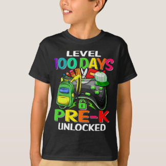 T-shirt Niveau 100 Jours De Pré-K Déverrouillé 100E Jour D