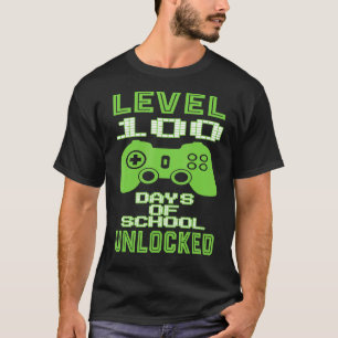T-shirt Niveau 100 Jours D'école Débloqué Joueur Jeu Vidéo