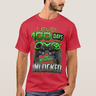 T-shirt Niveau 100 Jours d'école débloqués jeu gamer garço