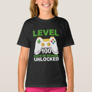 T-shirt Niveau 100 Jours d'école débloqués Joueur Vidéo Je