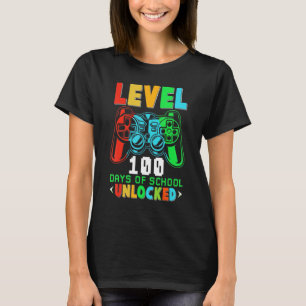 T-shirt Niveau 100 Jours d'école débloqués Joueur Vidéo Je