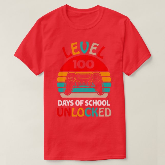 T-shirt niveau 100 jours d'école déverrouillée 12 (Design devant)