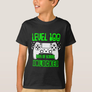 T-shirt Niveau 100 Jours D'École Jeux Vidéo Déverrouillés