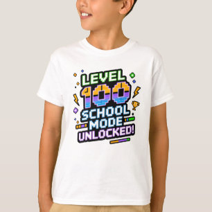 T-shirt Niveau 100 Mode École Débloqué 100ème Jour d'École