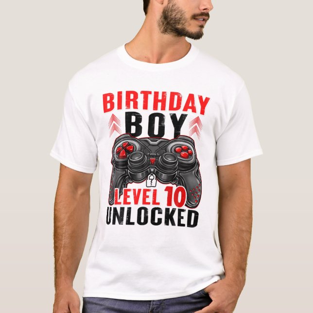 T-shirt Niveau 10 Anniversaire Déverrouillé Garçon 10 ans  (Devant)