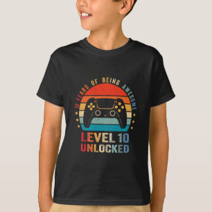 T-shirt Niveau 10 Débloqué Drôle de Joueur Vidéo 1