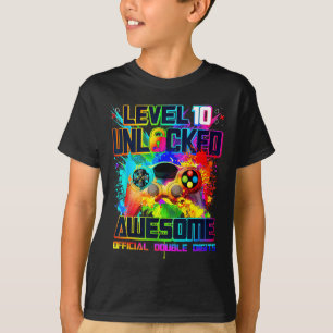 T-shirt Niveau 10 Débloqué Incroyable Anniversaire de Fête