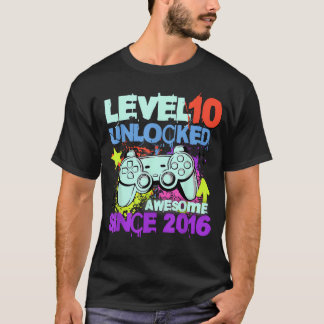T-shirt Niveau 10 Débloqué Incroyable Depuis 2016 10Ème