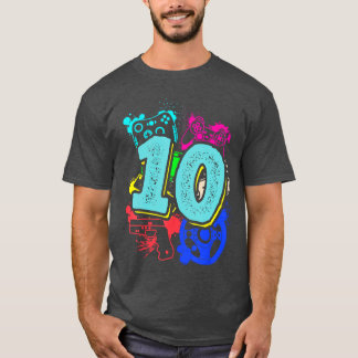 T-shirt Niveau 10 Débloqué Joueur Cadeaux d'anniversaire 1