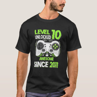 T-shirt Niveau 10 Déverrouillé Awesome 2011 Jeu Vidéo 10Th