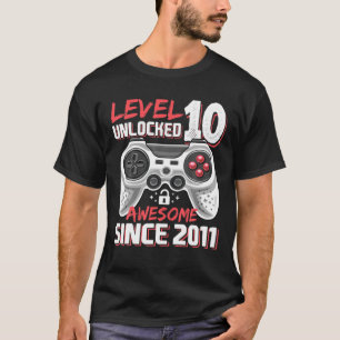 T-shirt Niveau 10 Déverrouillé Awesome 2011 Jeu Vidéo 10Th