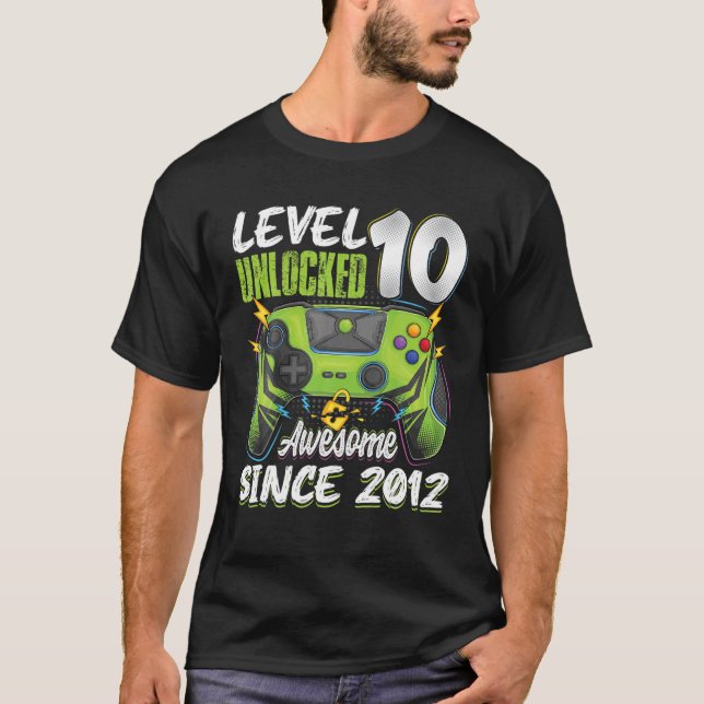 T-shirt Niveau 10 Déverrouillé Awesome 2012 10E Anniversai (Devant)