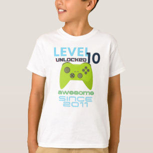 T-shirt Niveau 10 Déverrouillé Awesome Video Gamer 2011