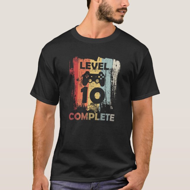 T-shirt Niveau 10 Jeu vidéo amusant complet 10e anniversai (Devant)
