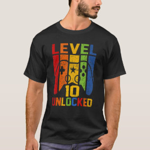 T-shirt Niveau 10 Jeu vidéo déverrouillé 10e anniversaire 
